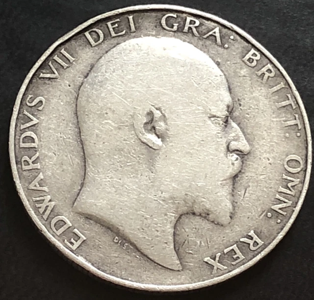 GB-1907-HALF CROWN SILVER COIN--2/6d--KING EDWARD VII  -#VC347