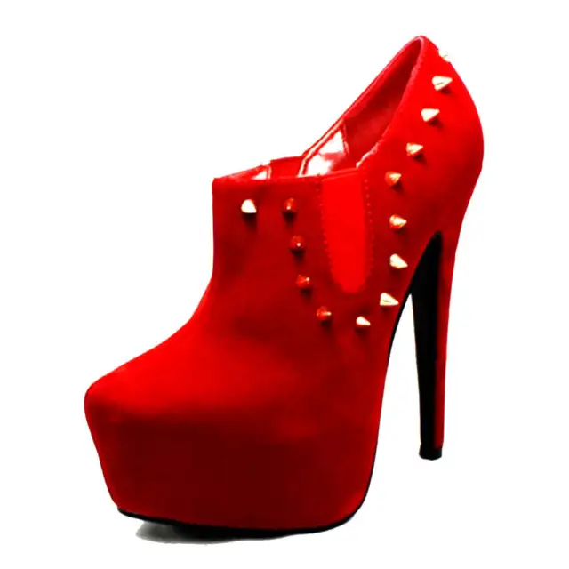 Womens Ladies Platform Ankle Boots High Heel Red Boots