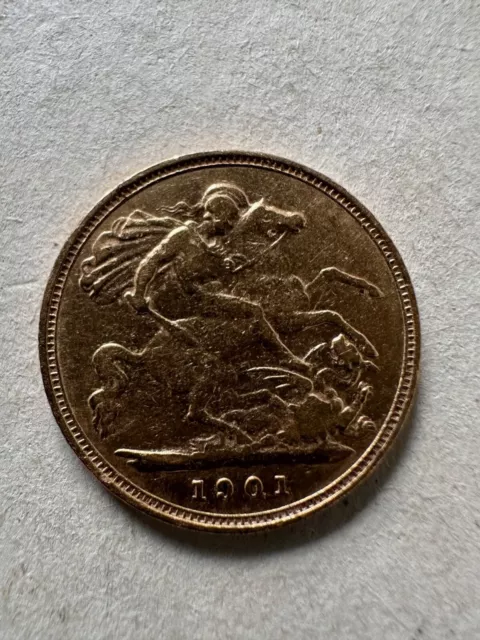 1901 Queen Victoria gold half sovereign