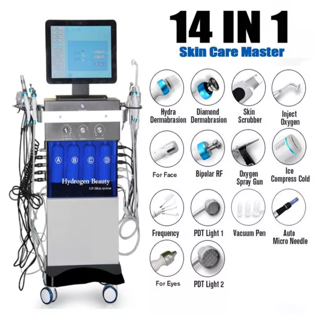 14in1 Facial Hydra Dermabrasion Diamond Peeling Beauty Machine Oxygen Jet Hydro