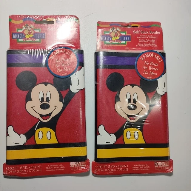 Two New Disney Mickey Removable Self Stick Border Wallpaper 5 yards Vintage 1993