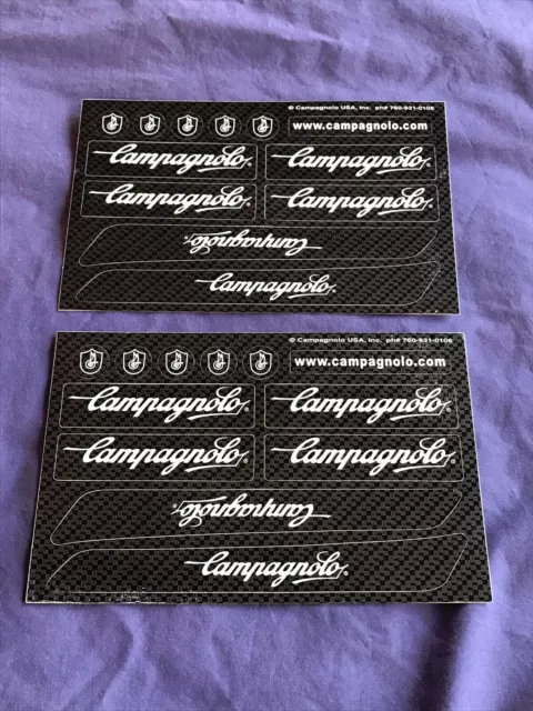 Two Vintage Campagnolo Pseudo Carbon Sticker Kits Chain Stay Decals Road Racing