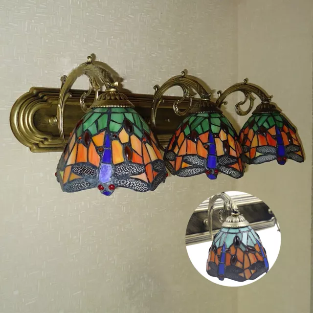Wall Sconce Lamp Tiffany Vanity Light Fixtures 3-Light Stained Glass Lampshade 3