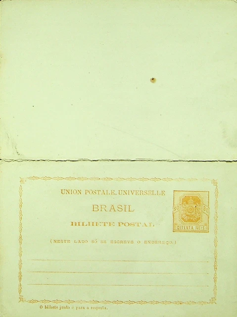Sephil Brazil 80 Reis Fein Ungebraucht Wpv Postal Karte Mit Antwort