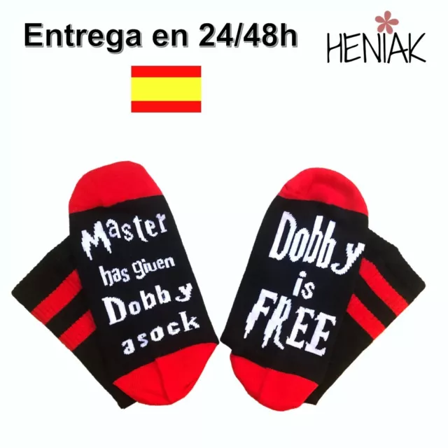 Socken Thema Harry Potter Dobby Elf -freien Größe Einzig Unisex Rot Weiß