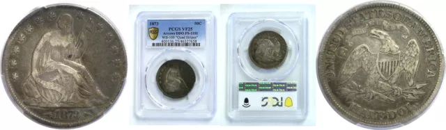 1873 Seated Liberty Half Dollar PCGS VF-25 Arrows DDO