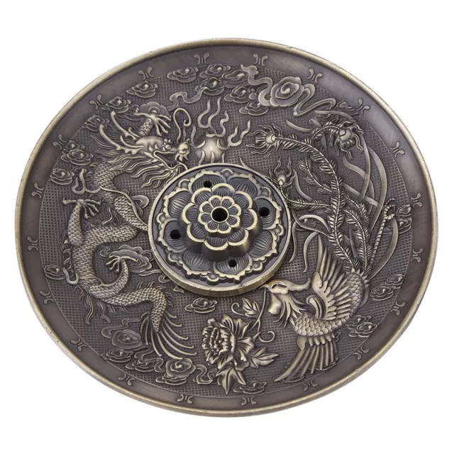 1 Bronze Zinc Alloy Incense Burner Holder Dragon Pattern Censer Plate For Be 3