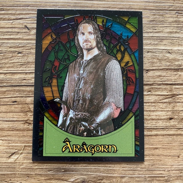 2006 Topps Lord of the Rings Evolution Stained Glass Cards  ARAGORN & SAM  Ex 2