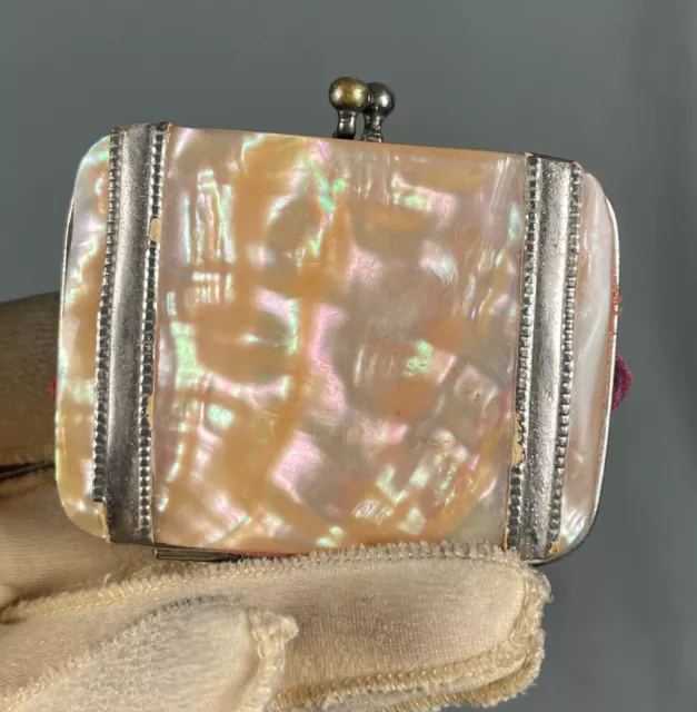 Miniature Antique Mother of Pearl Ladies Coin Purse