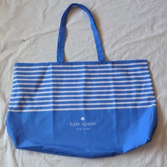 KATE SPADE BLUE Canvas Shopper Tote Beach Bag $25.00 - PicClick