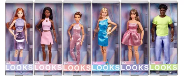 New Barbie Looks 2024 Complete Set Of 6 Pastel Metallic Clothes
