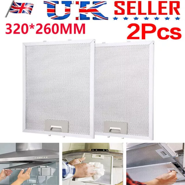 2Pcs Cooker Hood Filters Metal Mesh Extractor Hood Vent Filter Grease-Filter UK