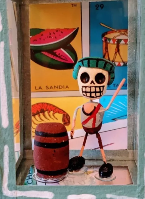 Mexican Folk Art Sm Day of the Dead Glass Diorama El Chavo / Chavo del Ocho