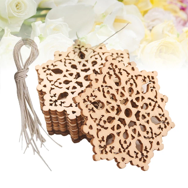 10 stücke Weihnachten Hängende Ornamente Dekoration Holzschmuck Schneeflocke