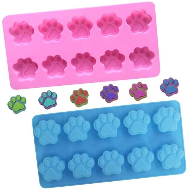 2 piezas Herramientas de decoración de pastelería Pata para perro Cocina Molde de silicona Plantilla para hornear