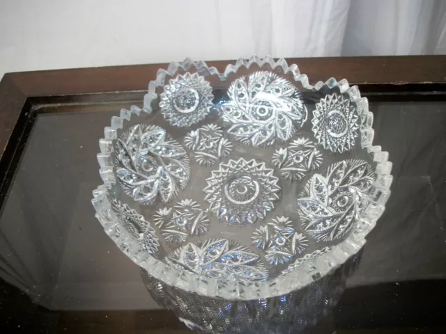 Crystal Cut Glass Bowl - Dish, Pinwheel Sawtooth, 5 1/4 wide