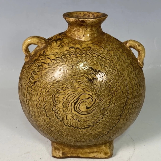 5.9" china old antique song dynasty rubber glaze double ear kettle