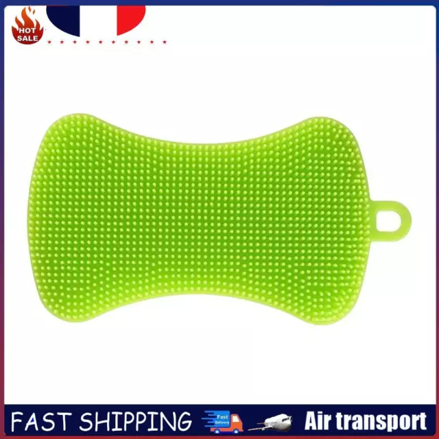 Silicone Plat À Laver Brosse Pot Pan Cuisine Éponge Cleaner Laveur (Vert) FR