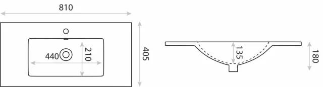 Domino Keramik Waschbecken Weiss 81.5 Cm #97704 Waschtisch Handwaschbecken 2