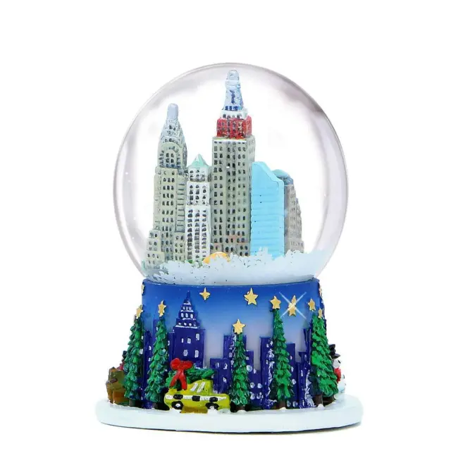 2.5 Inch Mini New York City Christmas Snow Globe and Rockefeller Center Skyline