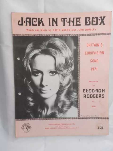Jack in the Box - Clodagh Rodgers single sheet music piano vocal Eurovision 1971