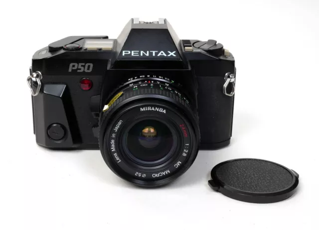 Pentax P50 35mm Film SLR Manual Camera with Miranda 24mm f/2.8 macro lens - EXC+