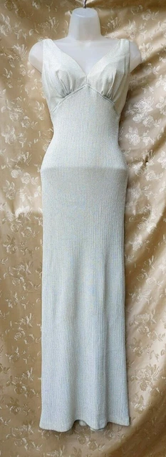 Abito Da Festa Maxi Vintage Anni '70 Xs S 8 Studio 54 Grigio Discoteca Con Argento Abito Da Festa Maxi Vintage Anni '70 Xs S 8 Studio 54 Grigio Discoteca Con Argento