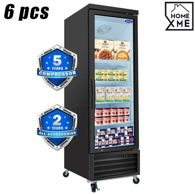 6Pcs Glass Freezer 19.2 Cu.ft Swing Door Commercial Reach-In Display Freezers