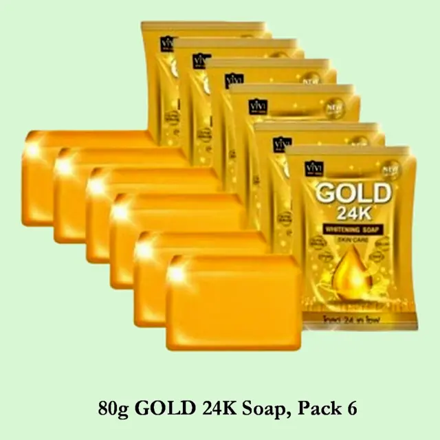 6x Gold 24k white Bar soap 80g Collagen Reduce Acne Freckle Wrinkle Dark Spots