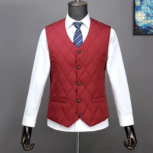 Gilet Homme Parka Chaud Matelassé Argent – Taille Régulière, 100 Cm Poitrine (Neuf)