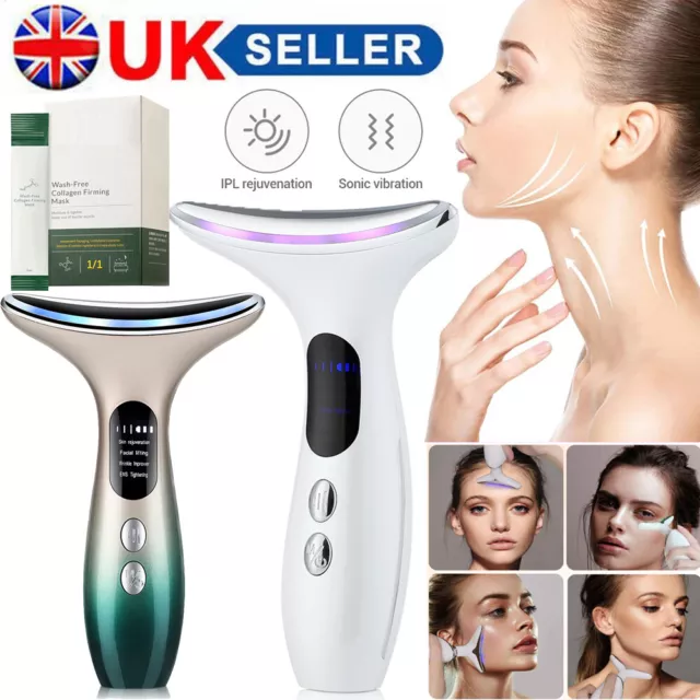 Ultrasonic Facial Neck Massager Anti-Wrinkle Skin Tightening Double Chin Reducer