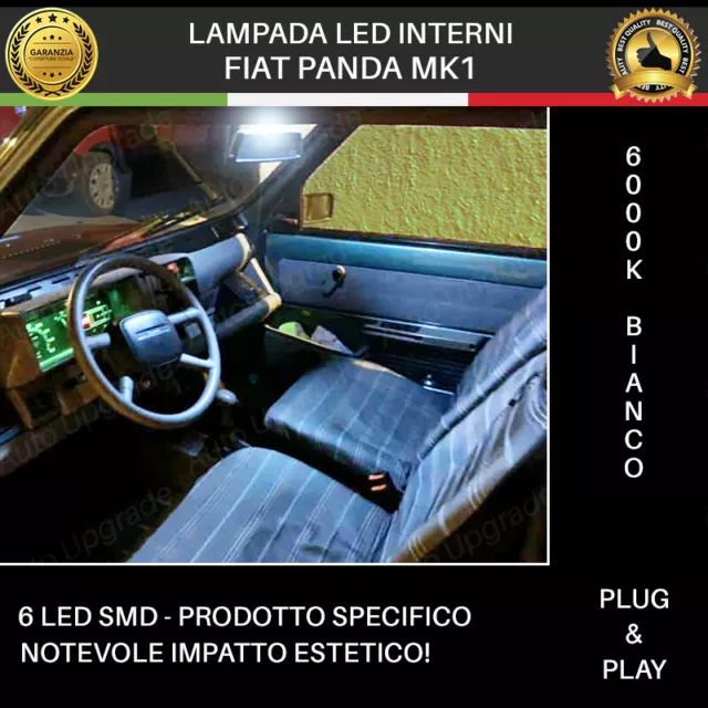 Kit Led Interni Per Fiat Panda Mk1 Conversione Plafoniera Led Canbus 6000K White