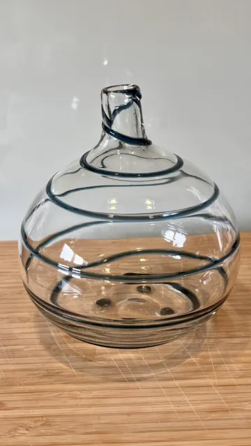 Beautiful Clear Glass Swirl Grey Ornament Vase 7"