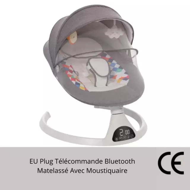 Transat Balançoire Electrique Inclinable pour Bébé avec Télécommande et Musique