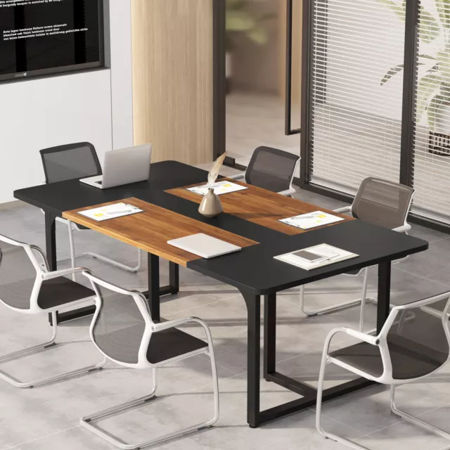 Brown & Black Rectangle Conference Table Office Boardroom Table Business Table