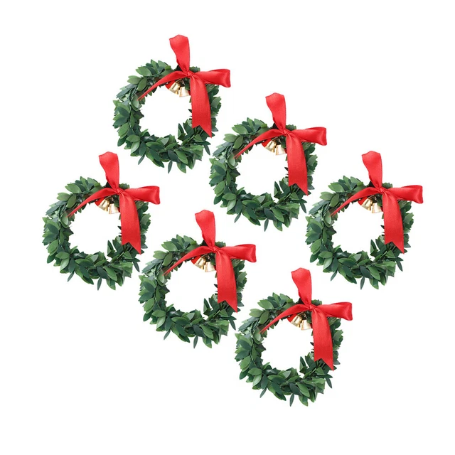 6 piezas coronas colgantes de árboles de Navidad festival nudo de arco campana