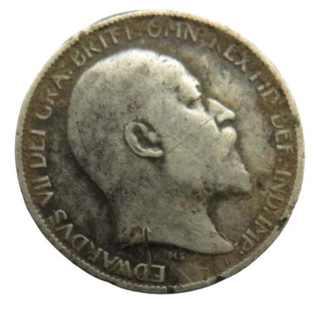 1910 King Edward VII Silver Sixpence Coin - Great Britain