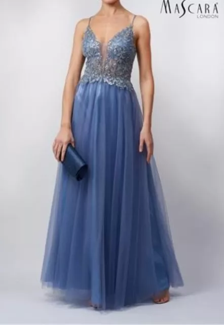 Mascara Mc129514 size 4 leaf Sequin steele blue Evening dress sparkle BNWT