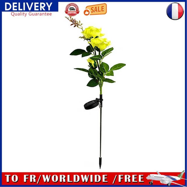 IP65 Waterproof Solar Powered 3 LED Rose Light Garden Ground Lamp (Yellow)