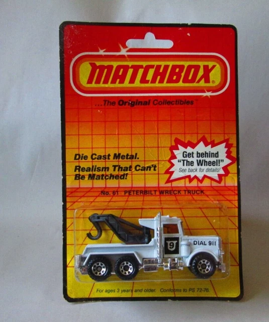 1983 Matchbox Peterbilt Wreck Truck #MB-61 M9 Police Tow Truck Macau 1/80 1983 Matchbox Peterbilt Wreck Truck #MB-61 M9 Police Tow Truck Macau 1/80