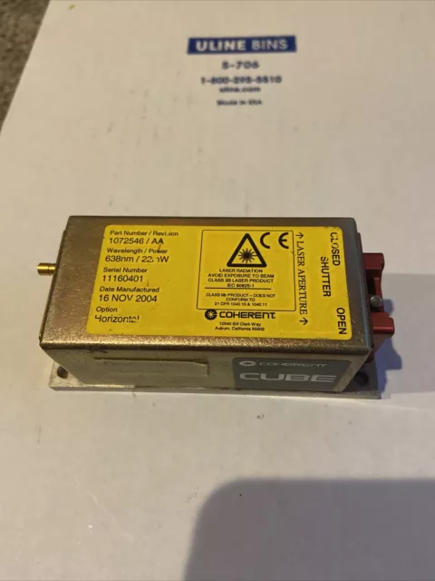 Coherent Cube 1072546/AA 638nm 22.0 mW Horizontal Laser Head With Heatsink!