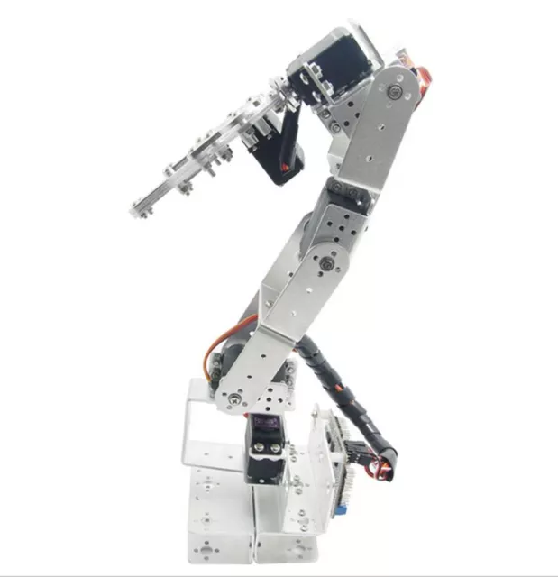 ROT3U 6DOF Aluminium Robot Arm Mechanical Robotic Clamp Claw for Arduino-Silver