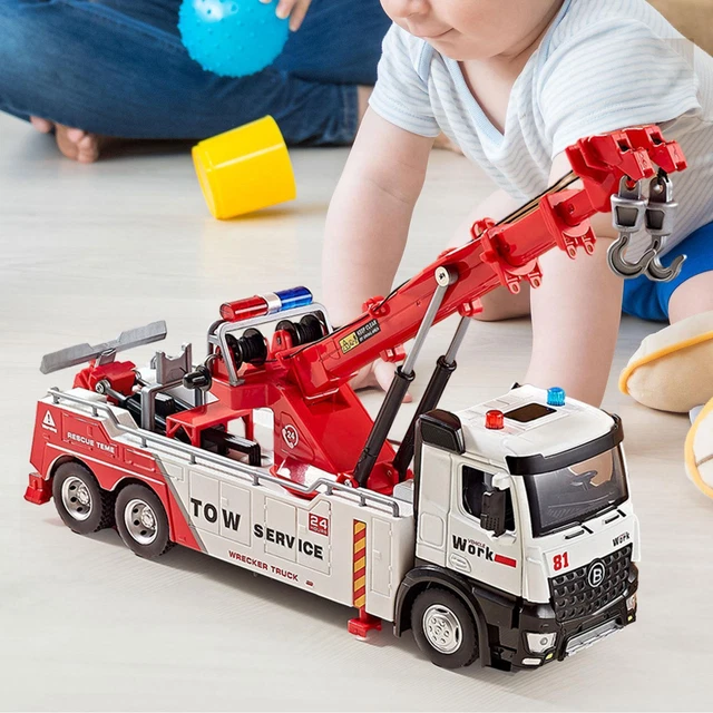 Camion-grue 1/24 En Alliage – Dépanneuse Avec Bras Extensible, Lumières, Sons, 30 Cm – Jouet éducatif Pour Garçon