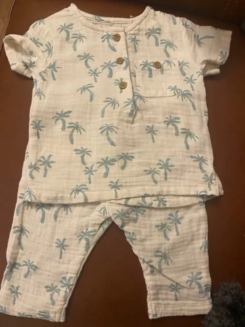 BNWT M&S baby cream and green Palm Tree outfit. Age 0-3 months.