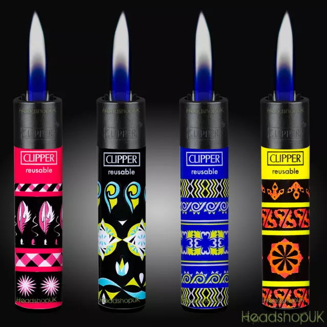 4 x Clipper Lighters Gas Lighter Refillable Flint | DECO PATTERN