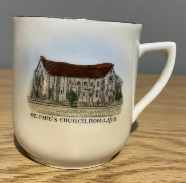 IBC ROYAL SCENIC CHINA Vintage SMALL SOUVENIR CUP St Paul’s Church Roma QLD VGC