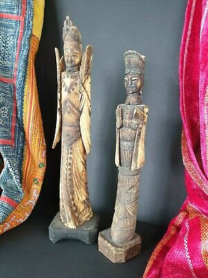 Old Chinese Carved Figures Male & Female …beautiful collection & display set 2