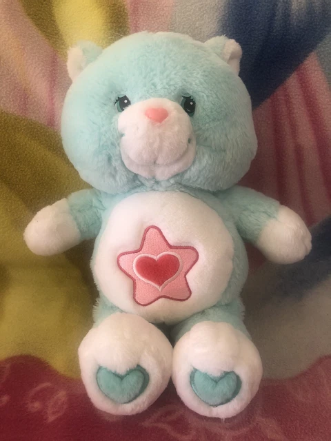 13" PLUSH AQUA PROUD HEART CAT 2004 CARE BEAR COUSIN RETRO COLLECTIBLE 1980s TOY