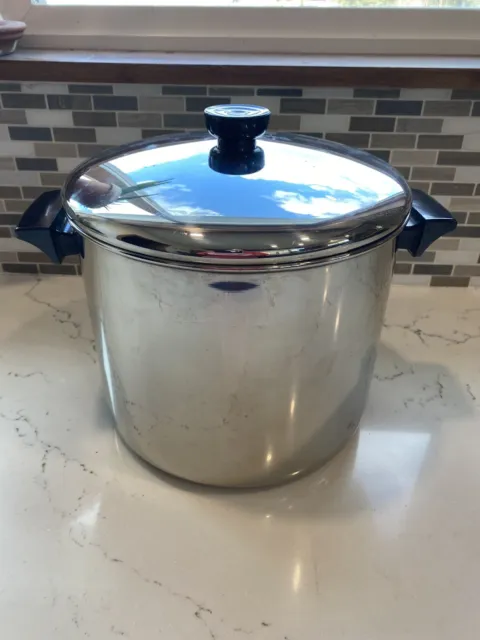 1801 Revere Ware 8 Qt Tri-Ply Bottom Stock Pot w/ Lid Clinton IL USA