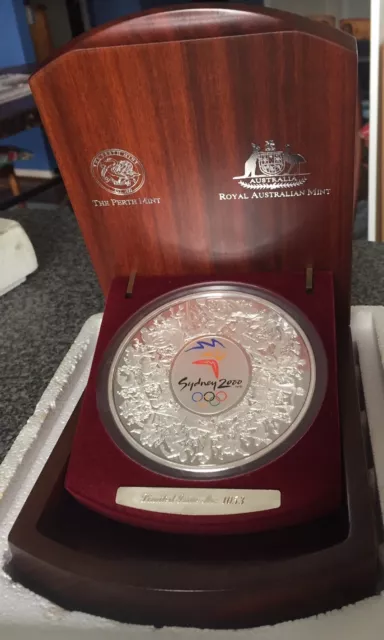 2000 1kg Silver Australian Sydney Olympic Games Proof Coin – wBox & COA : 1053